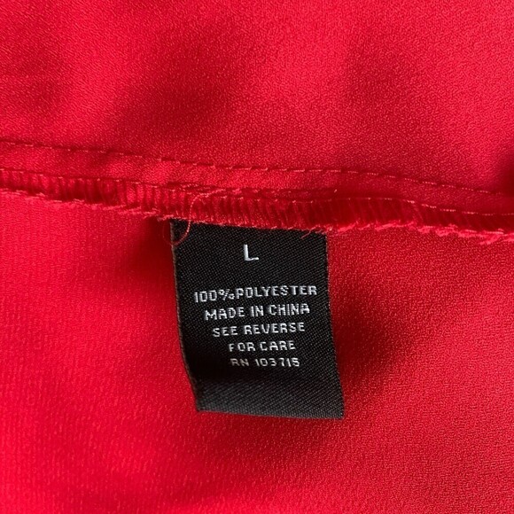 Zac & Rachel Womens Size Large Red Solid Split Neck Tunic Top Blouse - Picture 5 of 6